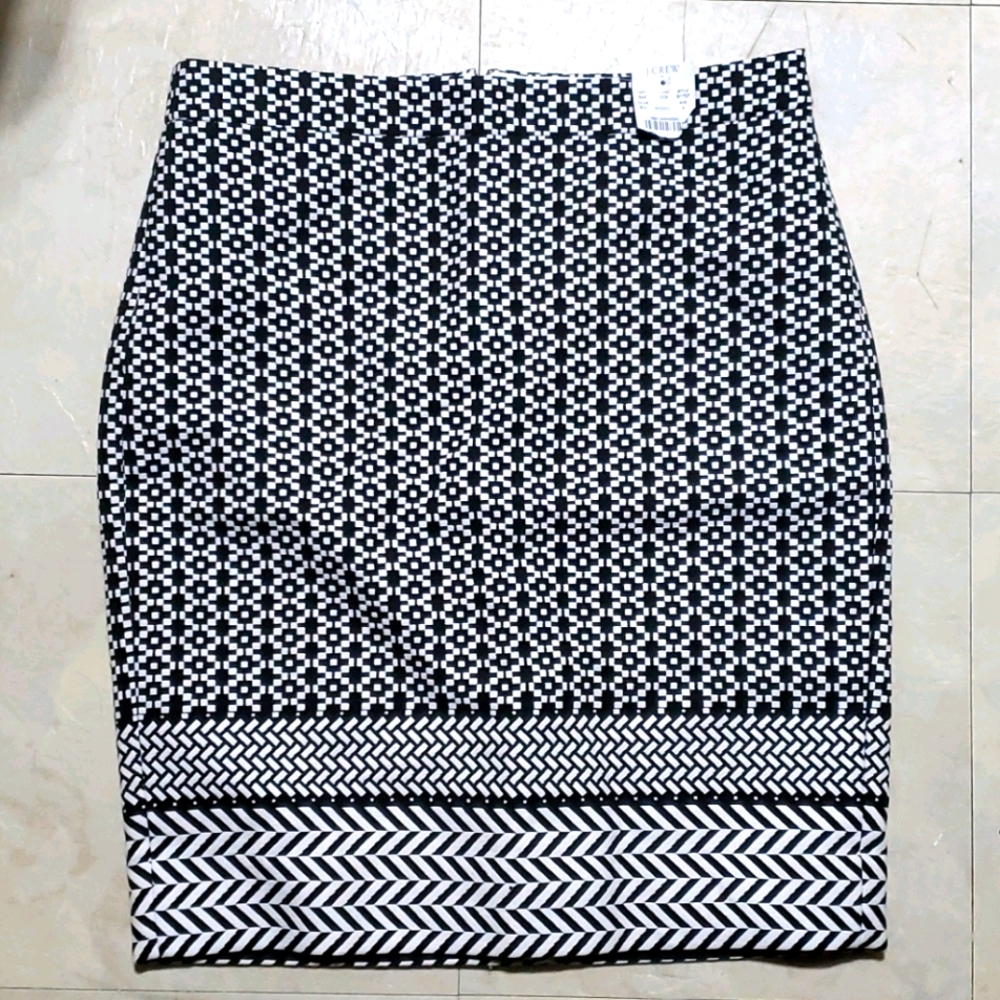 JCREW Black Chevron Pencil Skirt